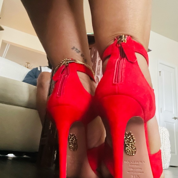 Aquazurra Size 39.5 Red Suede high heel sandal - Picture 4 of 5